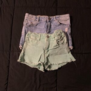 ZARA Green and  Blue Jean Shorts for girls